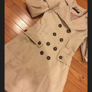 Zara basic women coat beige brown knee length warm